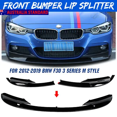 Front Splitter Bumper Lip For 2012-2018 BMW 3 Series F30 M Sport Glossy Black AU • $88.99