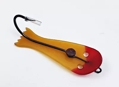 Tough Bill DeWitt Bait Co Fishtail Spoon Lure Amber Red Head NY 1930s • $10.50