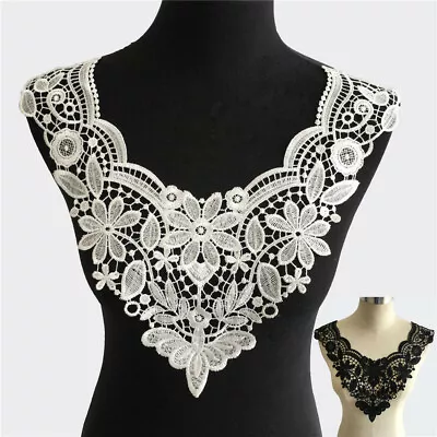 Lace Flower Embroidered Neckline Collar Trim Sewing Patch Applique Corsage Dress • £3.35