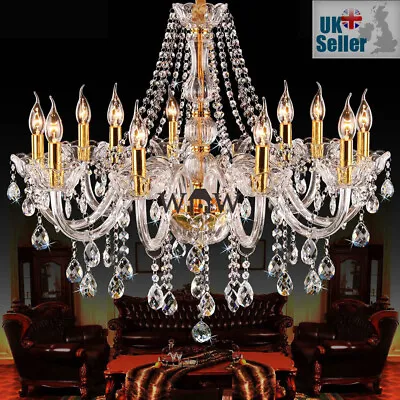 Geniune K9 Crystal Chandelier CLEAR GOLDEN 2/5/6/7/8/10/15 Arms Table Floor Lamp • $185.99