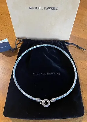 MICHAEL DAWKINS BRAIDED PEBBLED GRAY LEATHER NECKLACE With STERLING CLASP • $45
