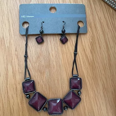 £4.99 • Buy M & S - Marks & Spencer -  Purple/ Neclace And Earings