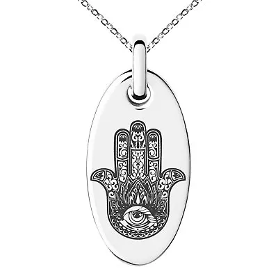 Stainless Steel Lotus Hamsa Hand Of Fatima Symbol Charm Necklace Or Keychain • $15