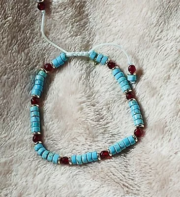 Bnwt Stunning Turquoise And Red Magnesite Beaded Bracelet From Lola Rose  • £22