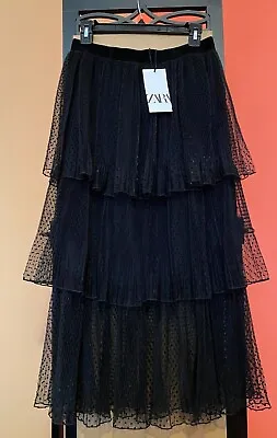 Zara NWT High Waist Maxi Midi Skirt Elastic Waist Sheer Layered Skirt*FEW DEFECT • $31
