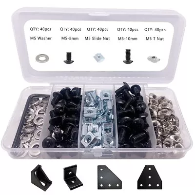 200Pcs T Slot Nut Kits For 2020 Or 1010 Series Aluminum Extrusion40Pcs M5x10... • $24.05