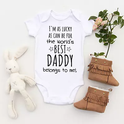 Worlds Best Daddy Happy Fathers Day Bodysuit VestPersonalised Baby Grow 2024 • £6.99