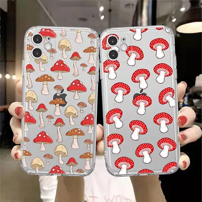 Mushroom Clear Case For IPhone 14 13 12 11 Pro Max XR Transparent Cover Soft • £3.59