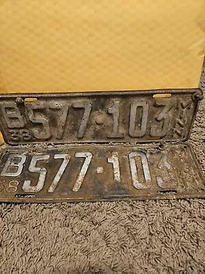 2-1938 Minnesota License Plate B 577-103 MINN MN '38 • $14