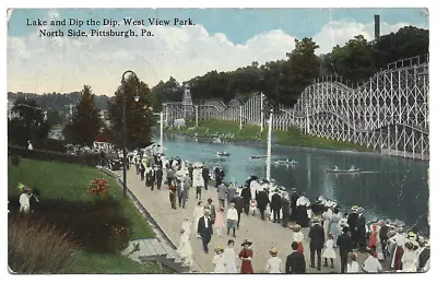 Lake & Dip The Dip Coasterwest View Parknorth Side~ Pittsburghpa -pm 1914 • $12.99