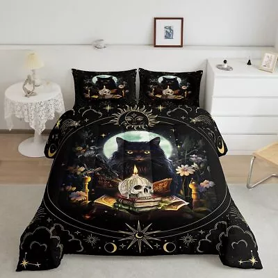 Trippy Cat Comforter Set Queen SizeSun And Moon Kids Bedding Set Gothic Suga... • $90.38