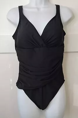 Trimshaper By Miraclesuit Black Size 14 One Piece Swimsuit Slimming Ruched • £18.88