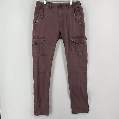 Michael Bastian Slim Cargo Pant Mens 30x32 Maroon Red Brown Patina Dye  Italy • $69.99