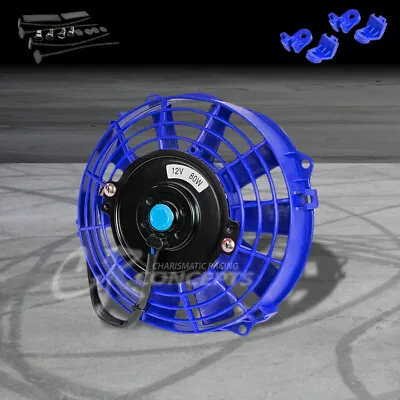 Universal 7  Pull/push 12v Electric Radiator Cooling Fan+mounting/mount Kit Blue • $22.66