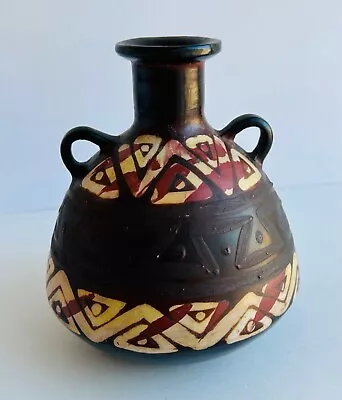 Peruvian Chulucanas Pottery Vase Jar Handmade & Painted Lima Peru • $65