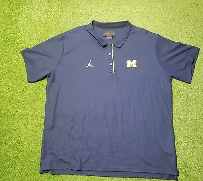 Nike Jordan Michigan Wolverines Blue Polo Shirt Men’s Size XXL 2XL • $20.99