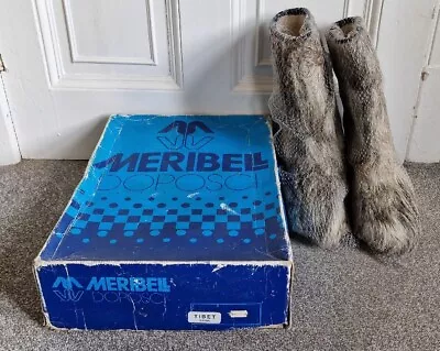 Rare Vintage Meribell Doposci Tibet Grigio Real Fur Yeti Ski Boot Size 35/36 • £295