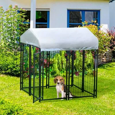 Pawhut Metal Outdoor Pet Dog Kennel Run Canopy 120 X 120 X 138cm Rabbit Chicken • £98.95