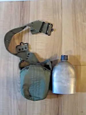 Vintage Metal Military US Army Canteen With Belt And Cover Pouch Taiwan • $4.99