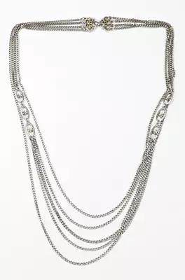 Vintage Monet Silver Tone Multi Strand Station Floral Necklace 28  • $29.99