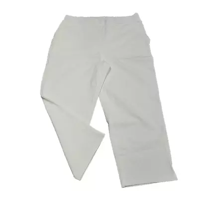 Susan Graver Stretchy Pull On Capri Leggings Small Sz White Pants W Pockets • $22.45