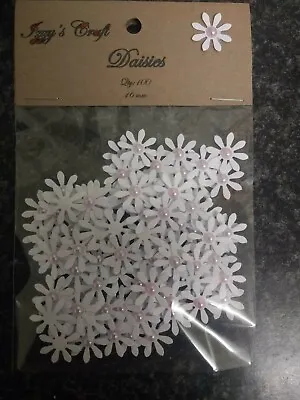 100 White DAISY FLOWER CARD MAKING #62 Birthday Babyshower Party Decorations • £1.89