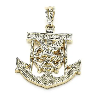 Men 9ct Gold GF Chunky Anchor Eagle    Pendant 24 Inch Necklace  JS173 • £45.99