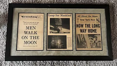 Framed Original 1969 Newsday Newspaper Men Walk On Moon — Apollo 11 • $120