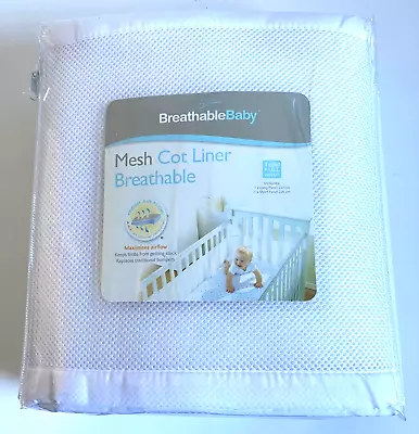 Mesh Cot Liner 4 Sided Full Wrap White Mist 2 Panels Baby Nursery Breathable New • £24.99