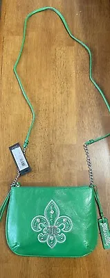 NWT Green Miss Me Crossbody Purse Embellished Rhinestones Embroidered • $19.70