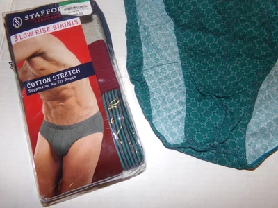 $9.99 • Buy Vintage New Three Pair Of Stafford Performance Cotton Low Rise Bikinis Men's L