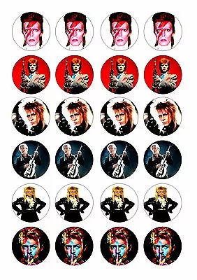 24 David Bowie Cupcake  Wafer Rice Edible Fairy Cake  Toppers • £2.50