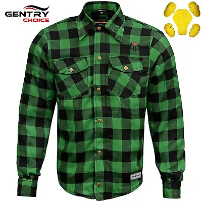 RIDERACT® Motorcycle Flannel Shirt Reinforced Motorbike Riding Jacket Armoured • $134.99