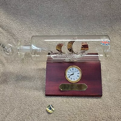Mayflower Glass Sculpture England Rare/Unique MAYFLOWER Ship In A Bottle + Base • $29.99