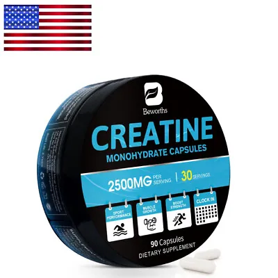 Creatine Monohydrate Capsules Muscle Strength Muscle Building Supplement 90Pills • $15.99