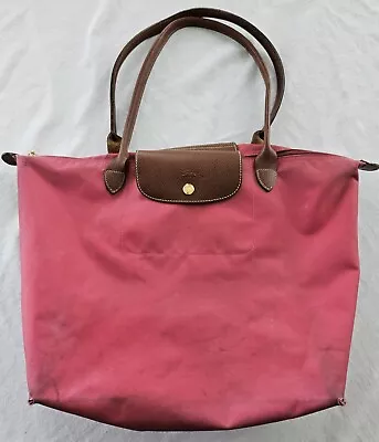 Large Pink Longchamp Le Pilage Tote Bag • $8.95