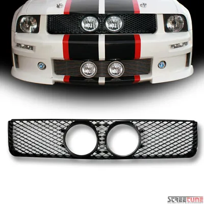 Black Mesh Front Hood Bumper Grille/Fog Lights Hole For 05-09 Ford Mustang GT • $69