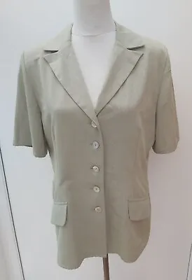 Vintage Mackays Ladies Size 14 Sage Green Jacket Short Sleeve Holiday Wear M&Co • £3.99