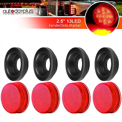 Pack Of 4 2.5  Round Side Marker Clearance Lamp Trailer Truck Light -Red-13LED • $17.46