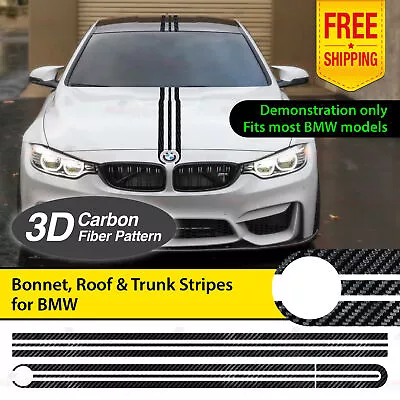 For BMW Graphic Body HOOD BONNET ROOF Rear TRUNK Stripe Stickers 3D CARBON Fiber • $38.80