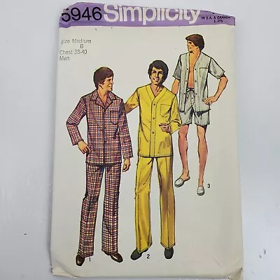 Vintage Simplicity 5946 Sewing Pattern Mens Pajamas Medium B / Chest 38-40 • $6