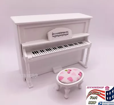 Miniature Wooden Upright WHITE Piano Dollhouse Furniture Accessories Decor • $18.95