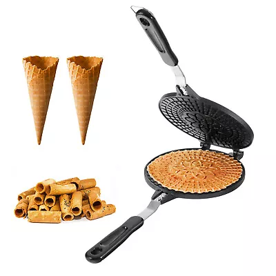 Waffle Cone Maker Nonstick Easy To Clean Crepe Pan Egg Roll Iron Baking Mold DIY • £22.20