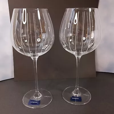 Set Of 2 Matching Mikasa Cheers Balloon Wine Goblet Glasses Etched 9 1/8  High • $24.99