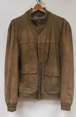Italian Men's Jacket Brown Vera Pella Suede Leather Leonardo St. Gallen Size 44 • $22.50