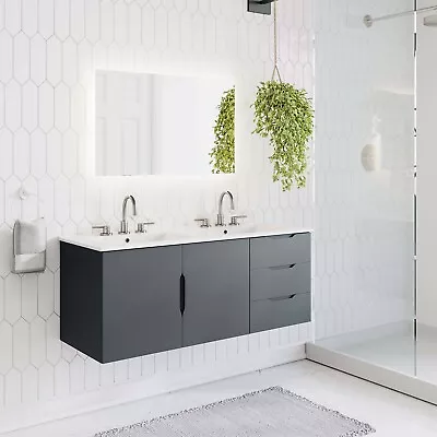 Modway Vitality 48  Double Sink Bathroom Vanity In Gray White • $631.63