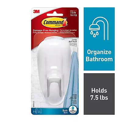 Command Bathroom Shower Towel Clothes Hook Clip Hanger Rack Strip Large White • $8.64