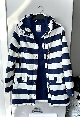 Women’s Helly Hanson Waterproof Parka Jacket Blue & White Stripes Size XS 6/8 • £55