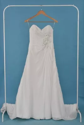 Maggie Sottero Couture Sleeveless Ruched Fabric White Wedding Dress Size 10 • £29.99