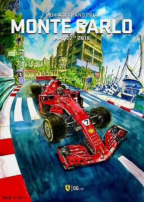 🏎️ Ferrari F1  Monaco GP 2018 Vintage Art Print - Collectible Poster 22x17 • $64.95